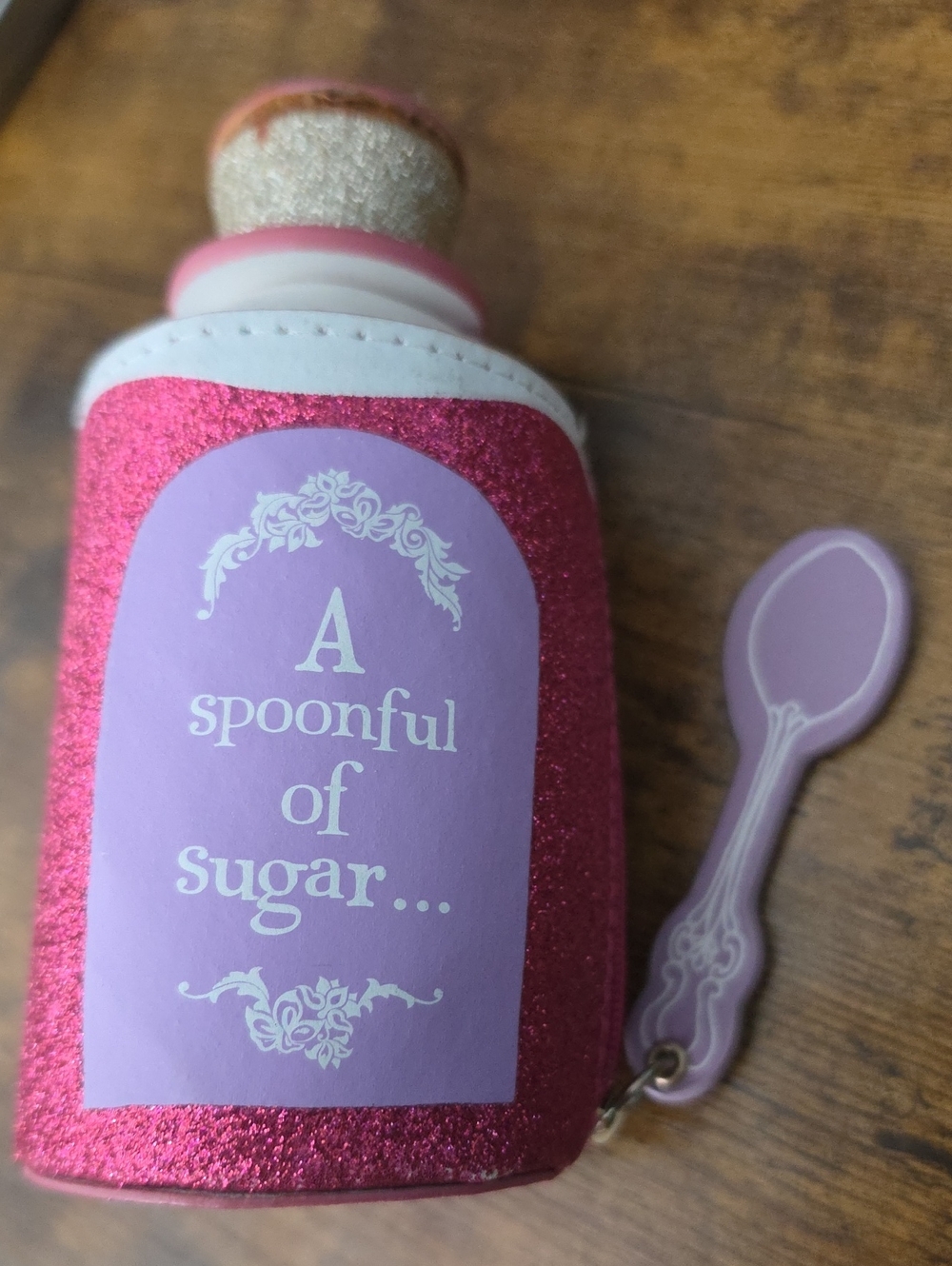 Disney Primark Mary Poppins "A Spoonful of Sugar" Bottle Coin Purse Keychain Bag